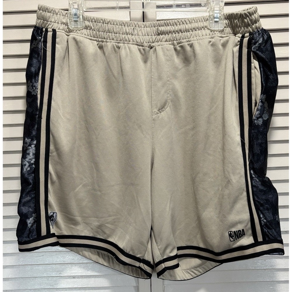 NBA Classic Basketball Shorts Elastic Waist Size XL‎ Black/Tan Active Logo